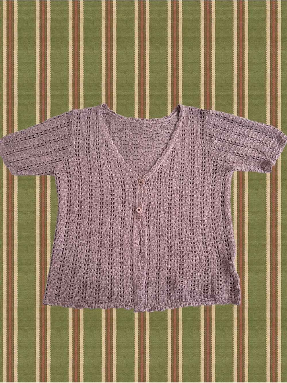 Tan Crochet Knit Button-Front Women’s Top